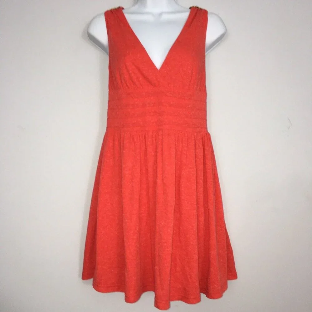 Meghan Los Angeles Dress Womens S Orange Beaded Tank Racerback Cotton Blend Midi - Picture 2 of 7
